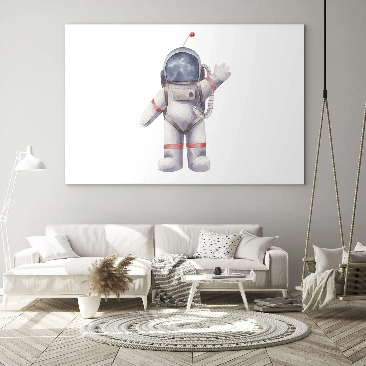 Impression sur verre - Image sur verre - Astronaute saluant dans l'espace - 70x50cm - C'est tout pour le moment! - Décoration murale moderne pour le salon et la chambre ARTTOR