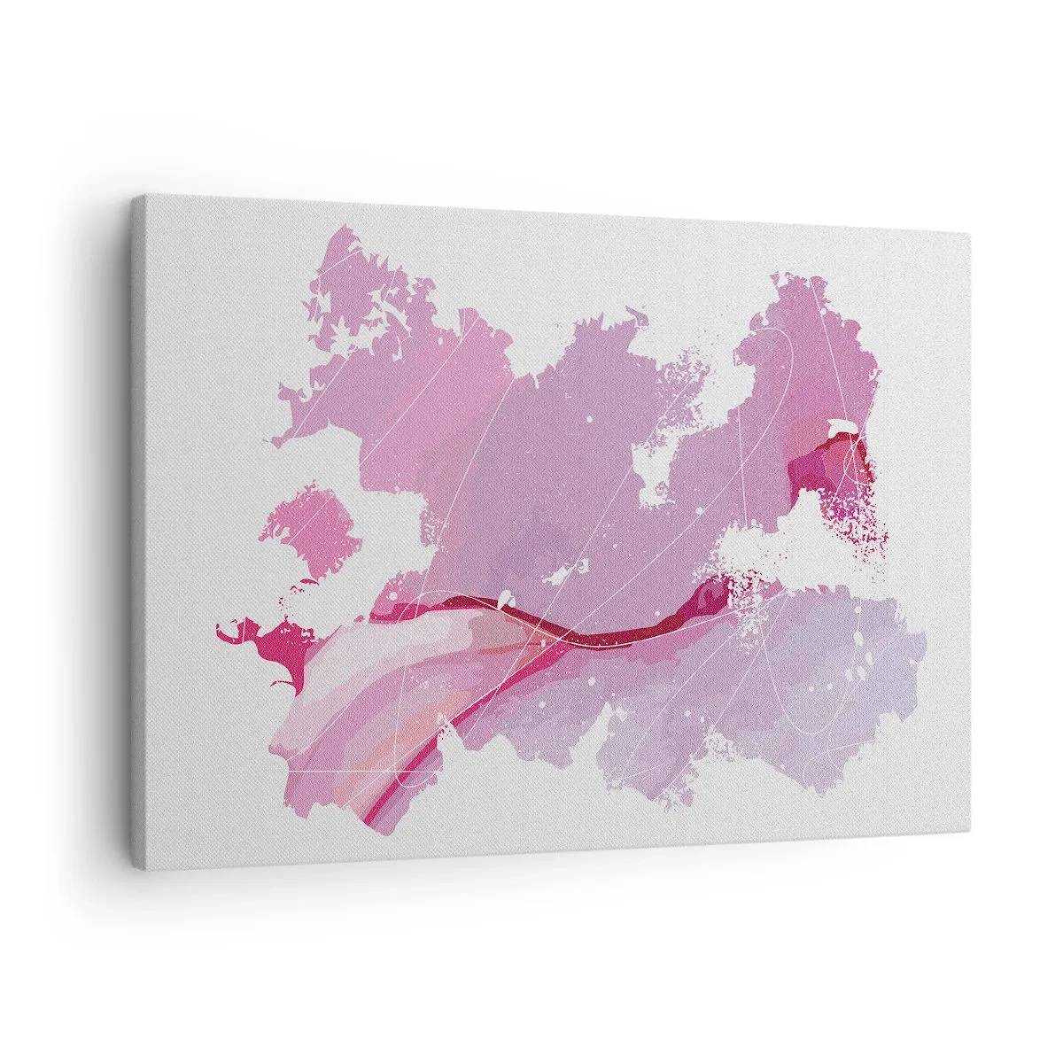 Impression sur toile - Image sur toile - Carte du monde abstraite dans les tons de rose - 70x50cm - Carte du monde rose - Décoration murale moderne pour le salon et la chambre ARTTOR