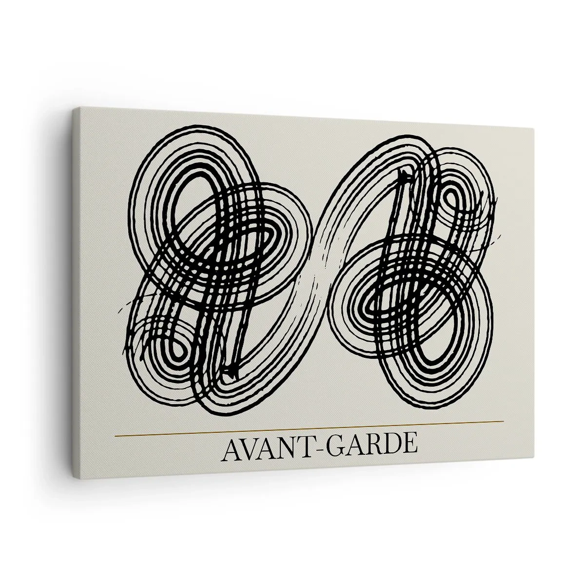 Impression sur toile - Image sur toile - Lignes noires abstraites sur fond clair dans un style avant-gardiste. - 70x50cm - C'est venu spontanément - Décoration murale moderne pour le salon et la chambre ARTTOR