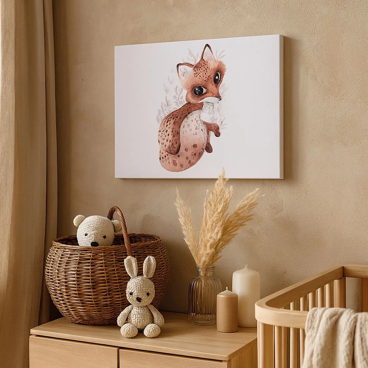 Impression sur toile - Image sur toile - Un joli renard aquarelle sur fond clair - 70x50cm - Seulement à aimer - Décoration murale moderne pour le salon et la chambre ARTTOR