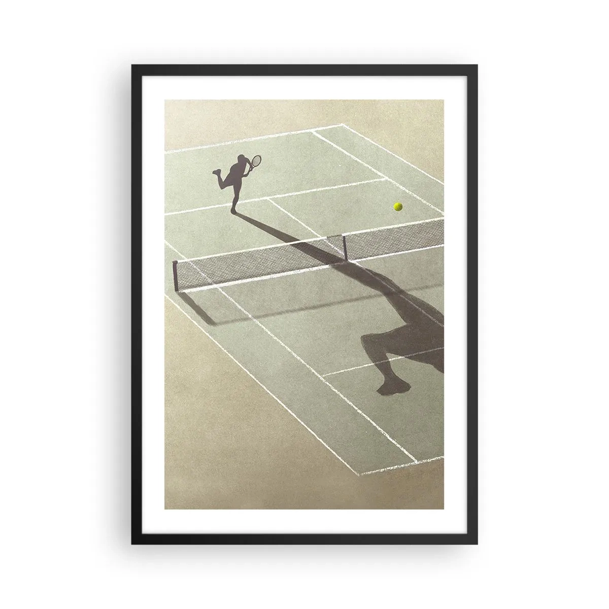 Affiche dans un cadre noir - Poster - Un joueur de tennis servant sur le court - 50x70cm - Dépassement de soi - Décoration murale moderne pour le salon et la chambre ARTTOR