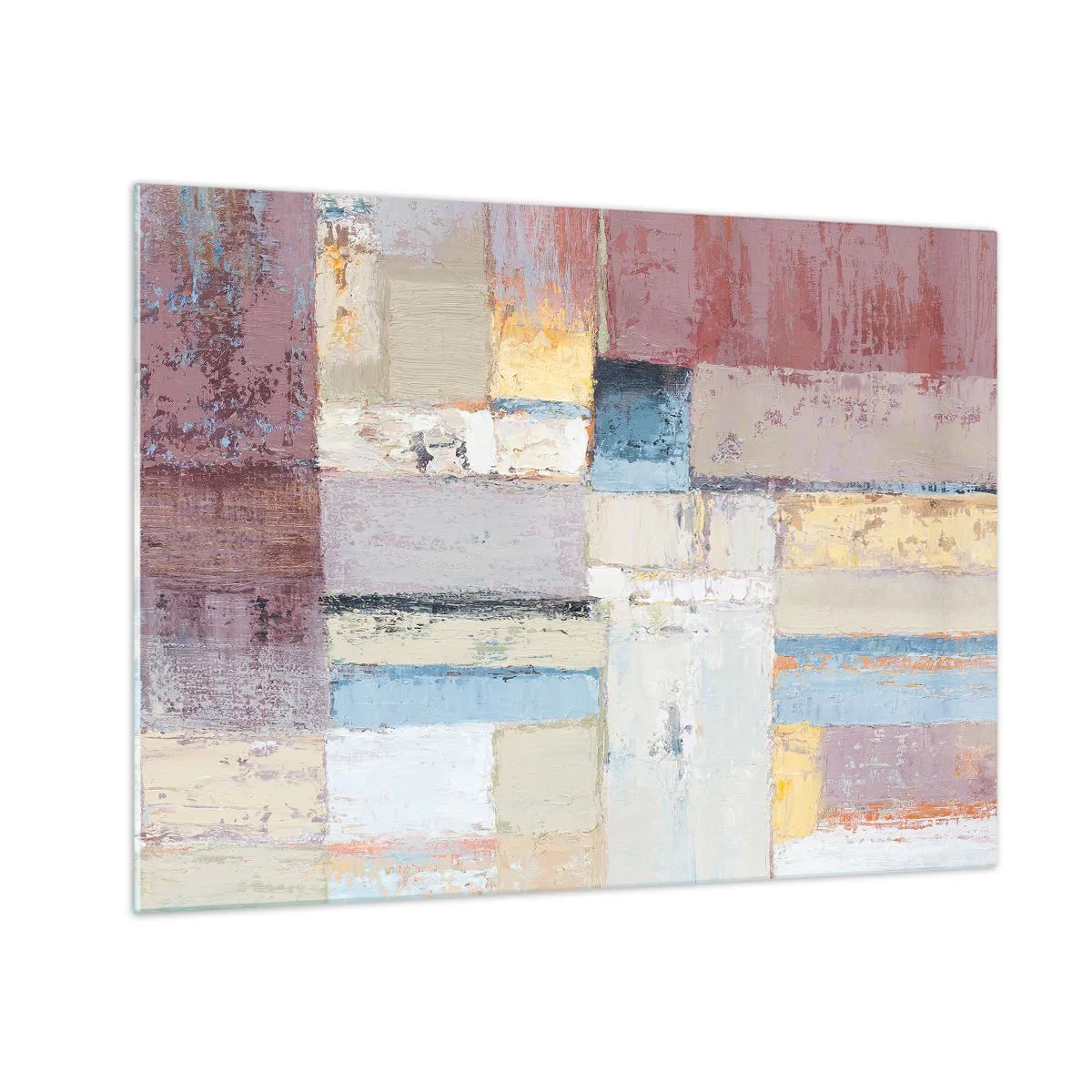 Impression sur verre - Image sur verre - Composition géométrique abstraite aux couleurs pastel - 70x50cm - Le calme de la géométrie - Décoration murale moderne pour le salon et la chambre ARTTOR