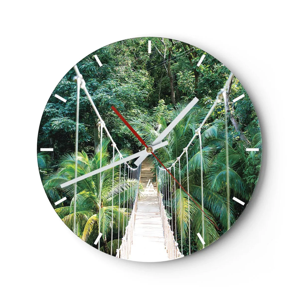 Horloge murale - Pendule murale - Un pont suspendu dans une jungle tropicale - 30x30cm - Welcome to the jungle! - Décoration murale moderne pour le salon, la cuisine et la chambre ARTTOR