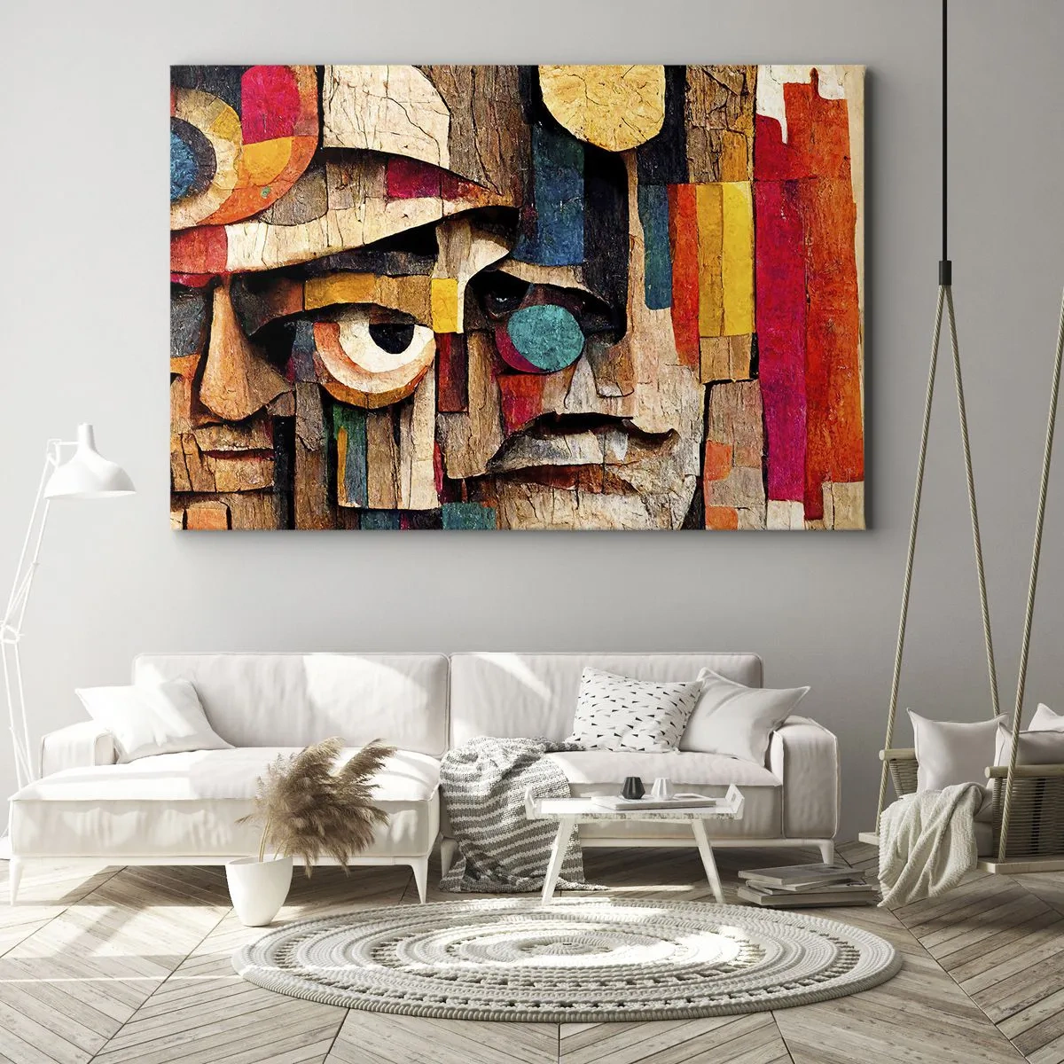 Impression sur toile - Image sur toile - Visages abstraits aux couleurs intenses - 70x50cm - Je te vois… - Décoration murale moderne pour le salon et la chambre ARTTOR