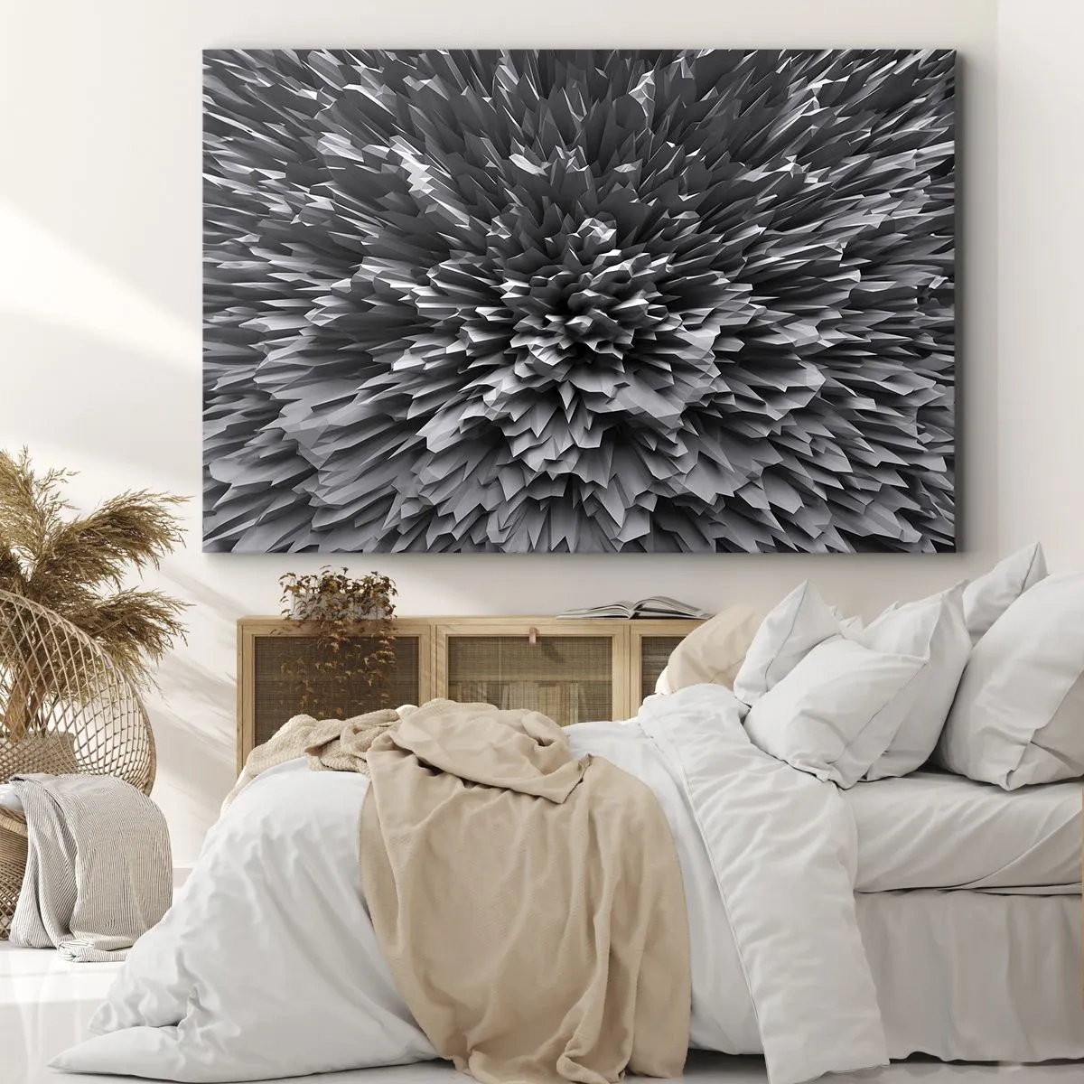 Impression sur toile - Image sur toile - Structure abstraite en nuances de gris - 70x50cm - Ça ne peut pas être plus dur que ça - Décoration murale moderne pour le salon et la chambre ARTTOR