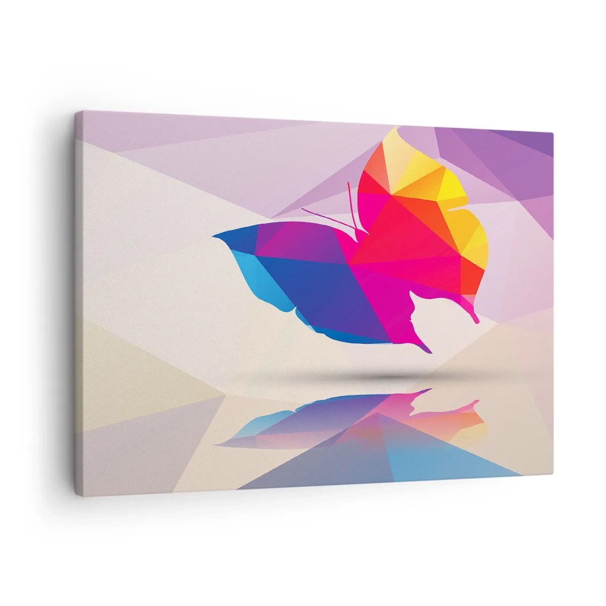 Impression sur toile - Image sur toile - Silhouette de papillon géométrique aux couleurs vives - 70x50cm - Papillon arc-en-ciel - Décoration murale moderne pour le salon et la chambre ARTTOR