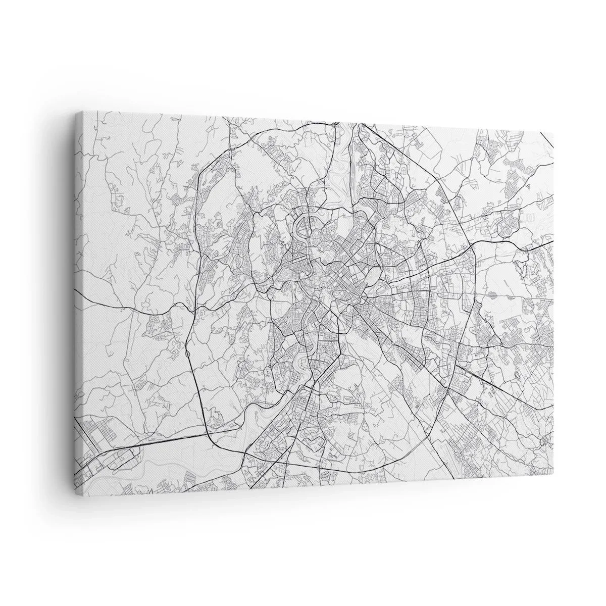 Impression sur toile - Image sur toile - Un plan de ville au style minimaliste avec des lignes délicates - 70x50cm - Cercle romain - Décoration murale moderne pour le salon et la chambre ARTTOR