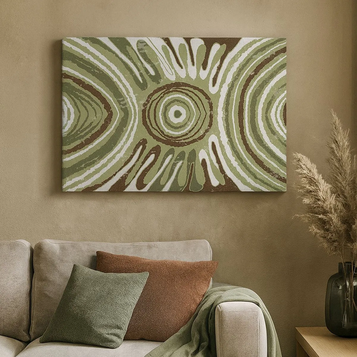 Impression sur toile - Image sur toile - Motifs abstraits dans les tons de vert et de marron - 70x50cm - Une explosion d'émotions - Décoration murale moderne pour le salon et la chambre ARTTOR