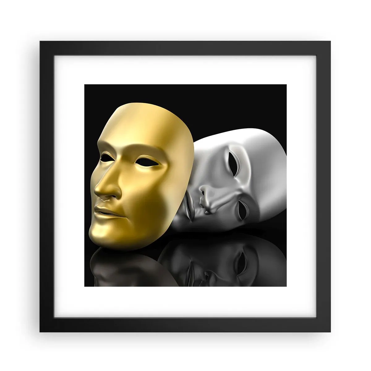 Affiche dans un cadre noir - Poster - La vie est un théâtre - 30x30 cm