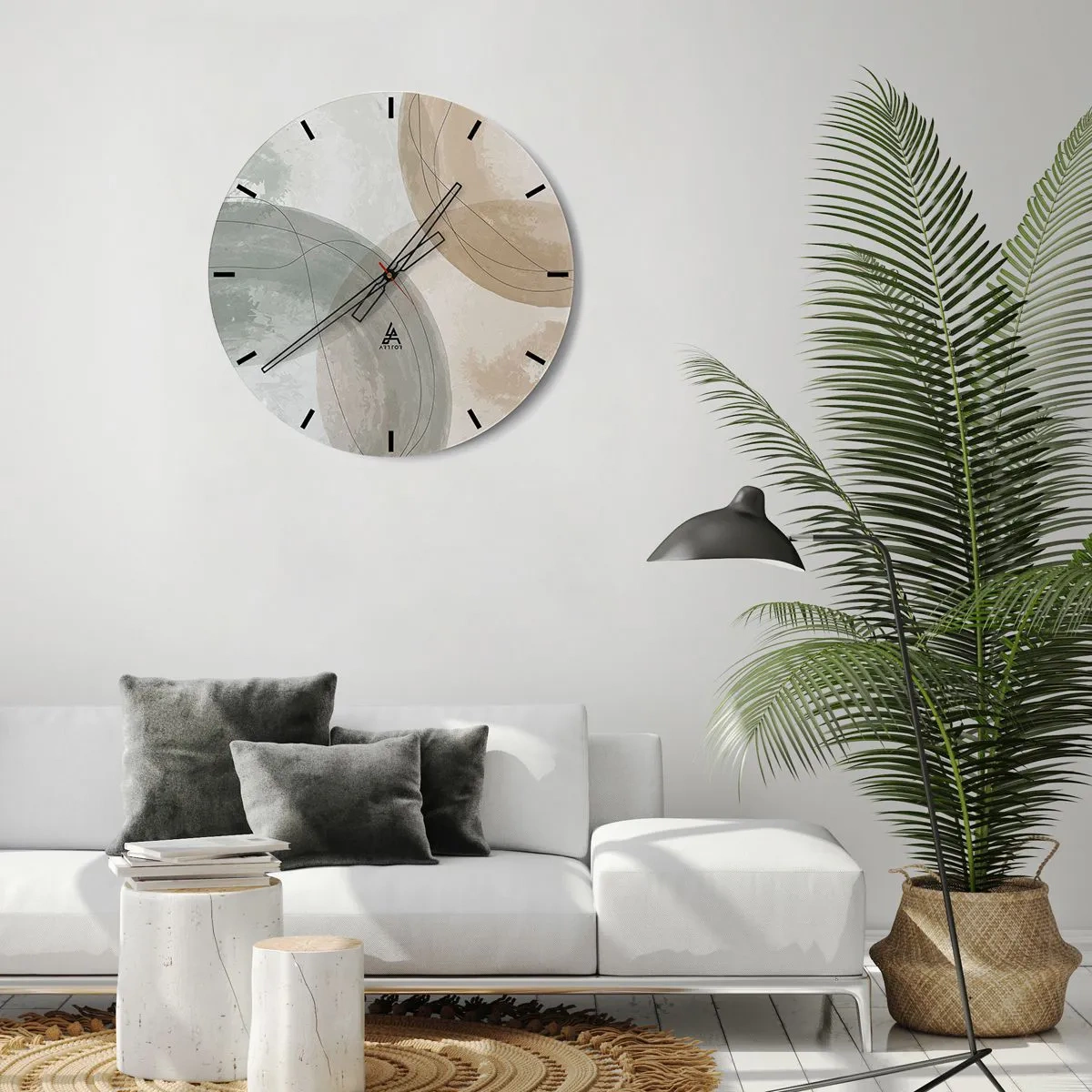 Horloge murale - Pendule murale - Formes abstraites interpénétrantes dans des tons beiges - 30x30cm - Mondes pénétrants - Décoration murale moderne pour le salon, la cuisine et la chambre ARTTOR