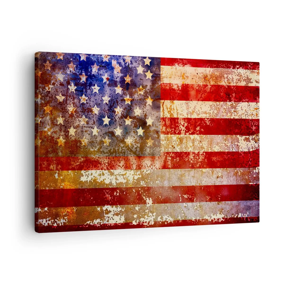 Impression sur toile - Image sur toile - Drapeau américain stylisé avec un effet vieilli - 70x50cm - La gloire ne s'efface pas - Décoration murale moderne pour le salon et la chambre ARTTOR