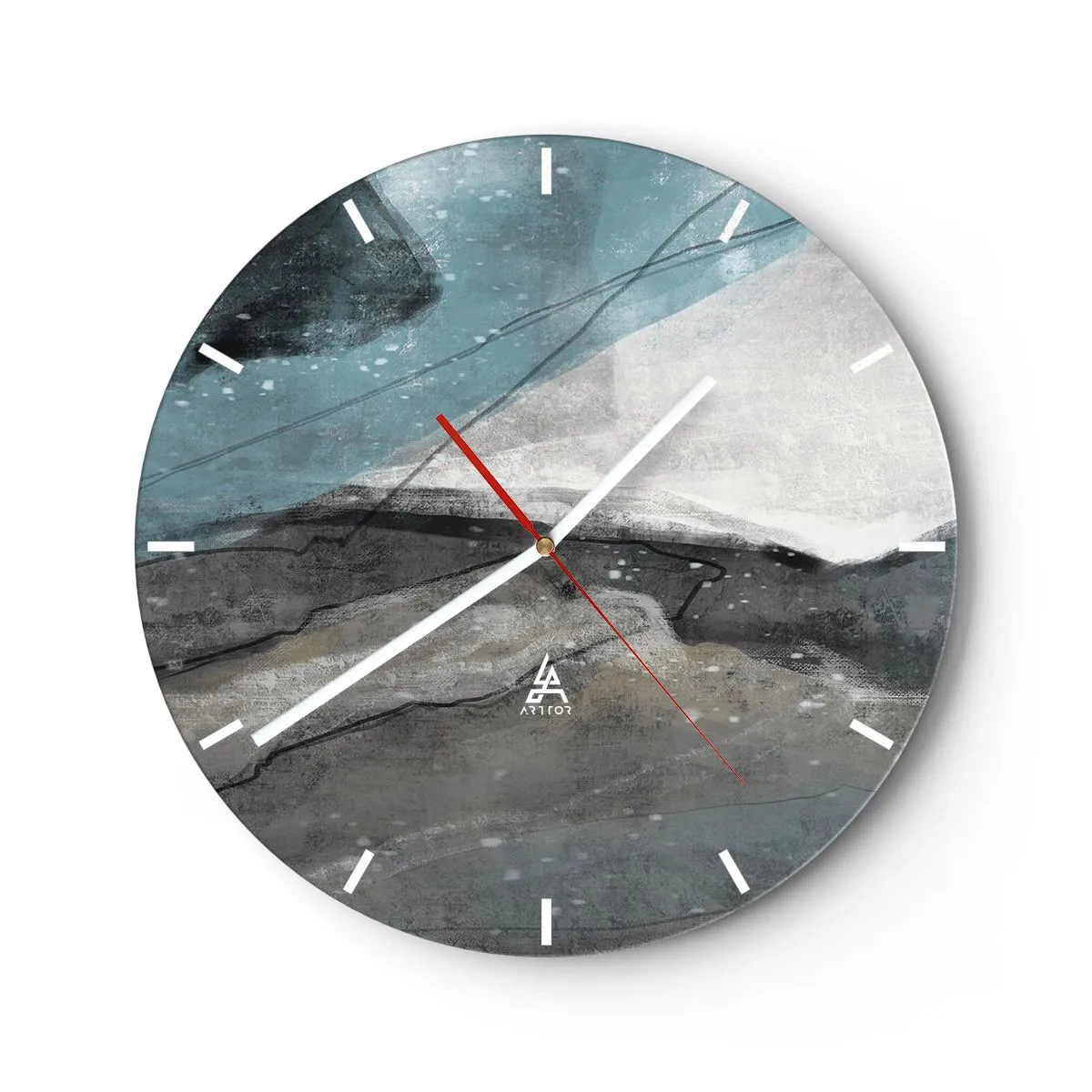Horloge murale - Pendule murale - Une composition abstraite ressemblant à un glacier et à des rochers. - 30x30cm - Résumé : roches et glace - Décoration murale moderne pour le salon, la cuisine et la chambre ARTTOR