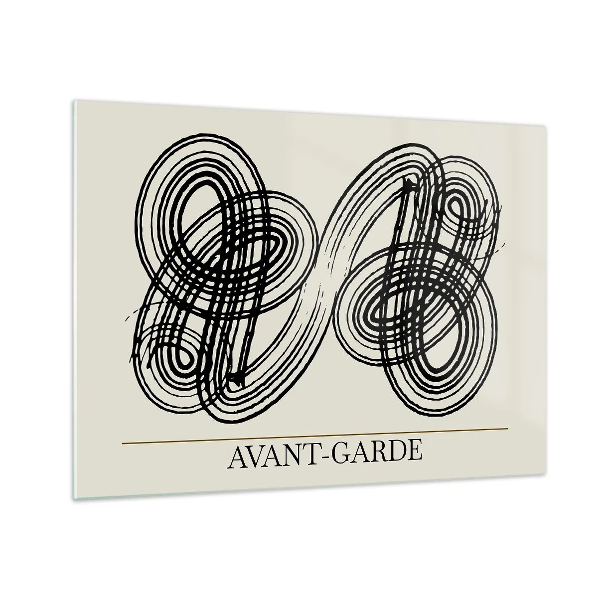 Impression sur verre - Image sur verre - Boucles et lignes avant-gardistes noires sur fond clair - 70x50cm - C'est venu spontanément - Décoration murale moderne pour le salon et la chambre ARTTOR