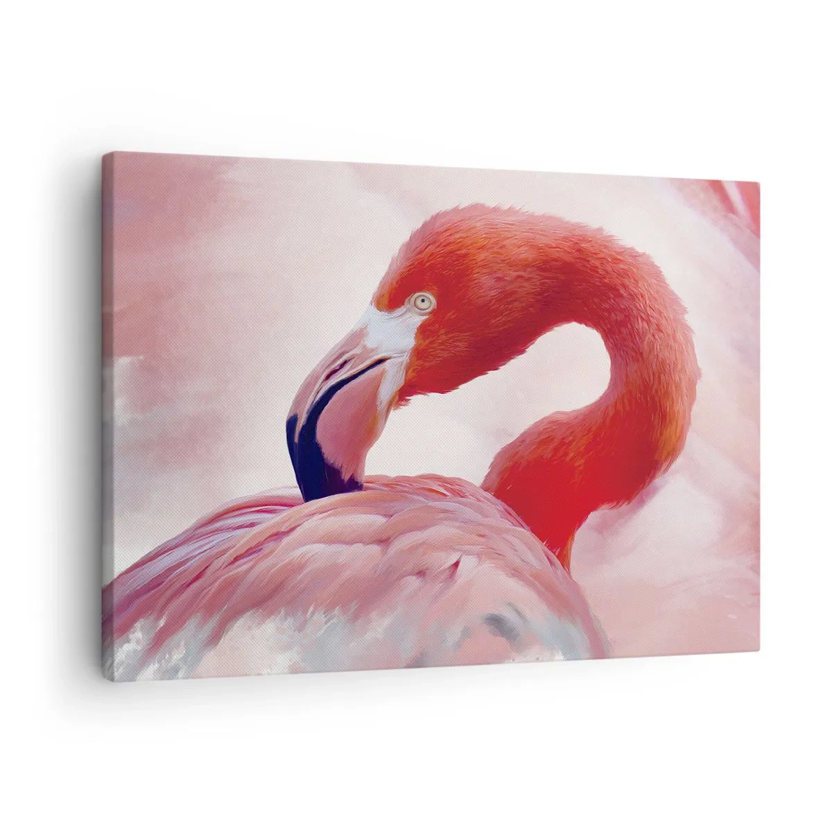 Impression sur toile - Image sur toile - Un flamant rose aux tons roses sur fond clair - 70x50cm - Beauté des oiseaux - Décoration murale moderne pour le salon et la chambre ARTTOR