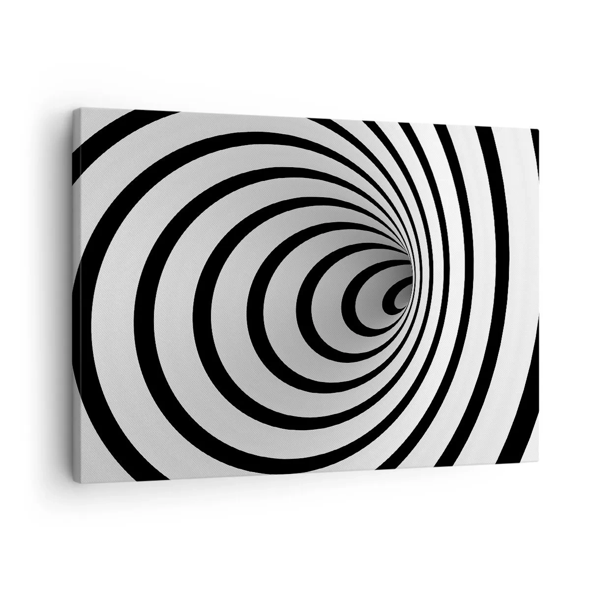 Impression sur toile - Image sur toile - Une spirale noire et blanche créant un effet hypnotique - 70x50cm - Tu ne peux pas y résister aussi ? - Décoration murale moderne pour le salon et la chambre ARTTOR