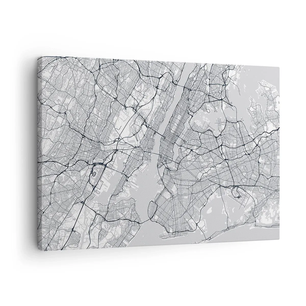 Impression sur toile - Image sur toile - Un plan de ville dans un style minimaliste sur fond gris - 70x50cm - Anatomie de la métropole - Décoration murale moderne pour le salon et la chambre ARTTOR