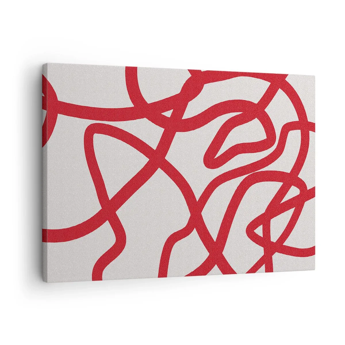 Impression sur toile - Image sur toile - Lignes abstraites rouges sur fond blanc - 70x50cm - Rouge sur blanc - Décoration murale moderne pour le salon et la chambre ARTTOR