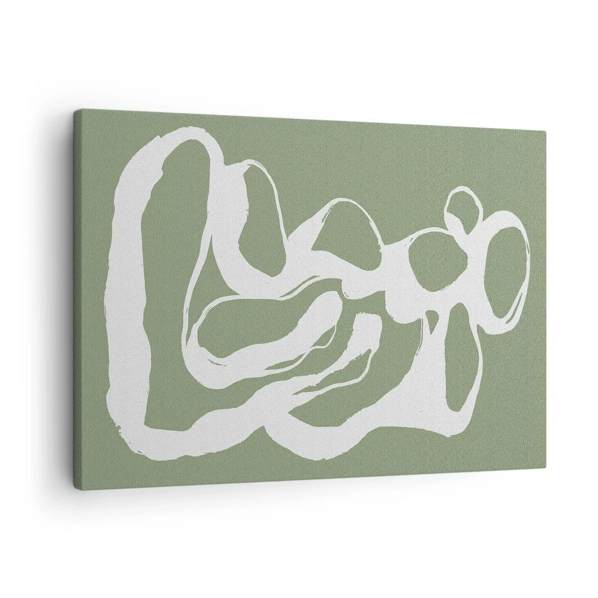 Impression sur toile - Image sur toile - Formes organiques en blanc sur fond vert - 70x50cm - L'appel de l'espace - Décoration murale moderne pour le salon et la chambre ARTTOR