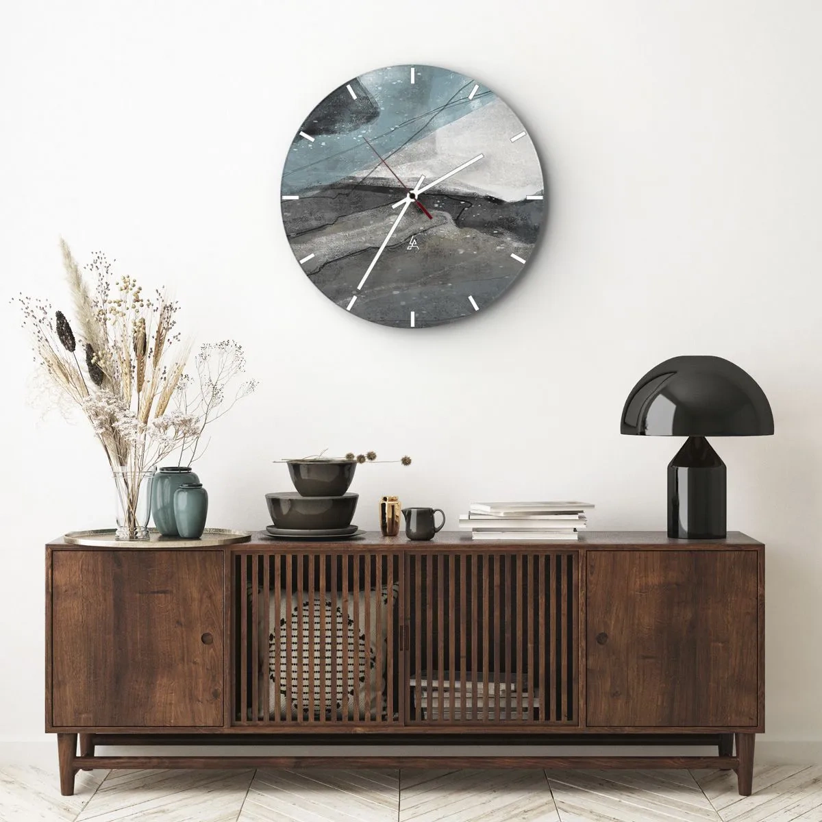 Horloge murale - Pendule murale - Une composition abstraite ressemblant à un glacier et à des rochers. - 30x30cm - Résumé : roches et glace - Décoration murale moderne pour le salon, la cuisine et la chambre ARTTOR