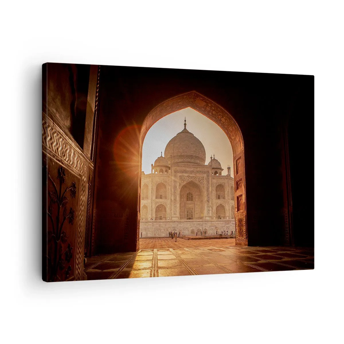 Impression sur toile - Image sur toile - Le Taj Mahal au soleil vu depuis l'arche de la porte - 70x50cm - Un monument à l'amour surnaturel - Décoration murale moderne pour le salon et la chambre ARTTOR
