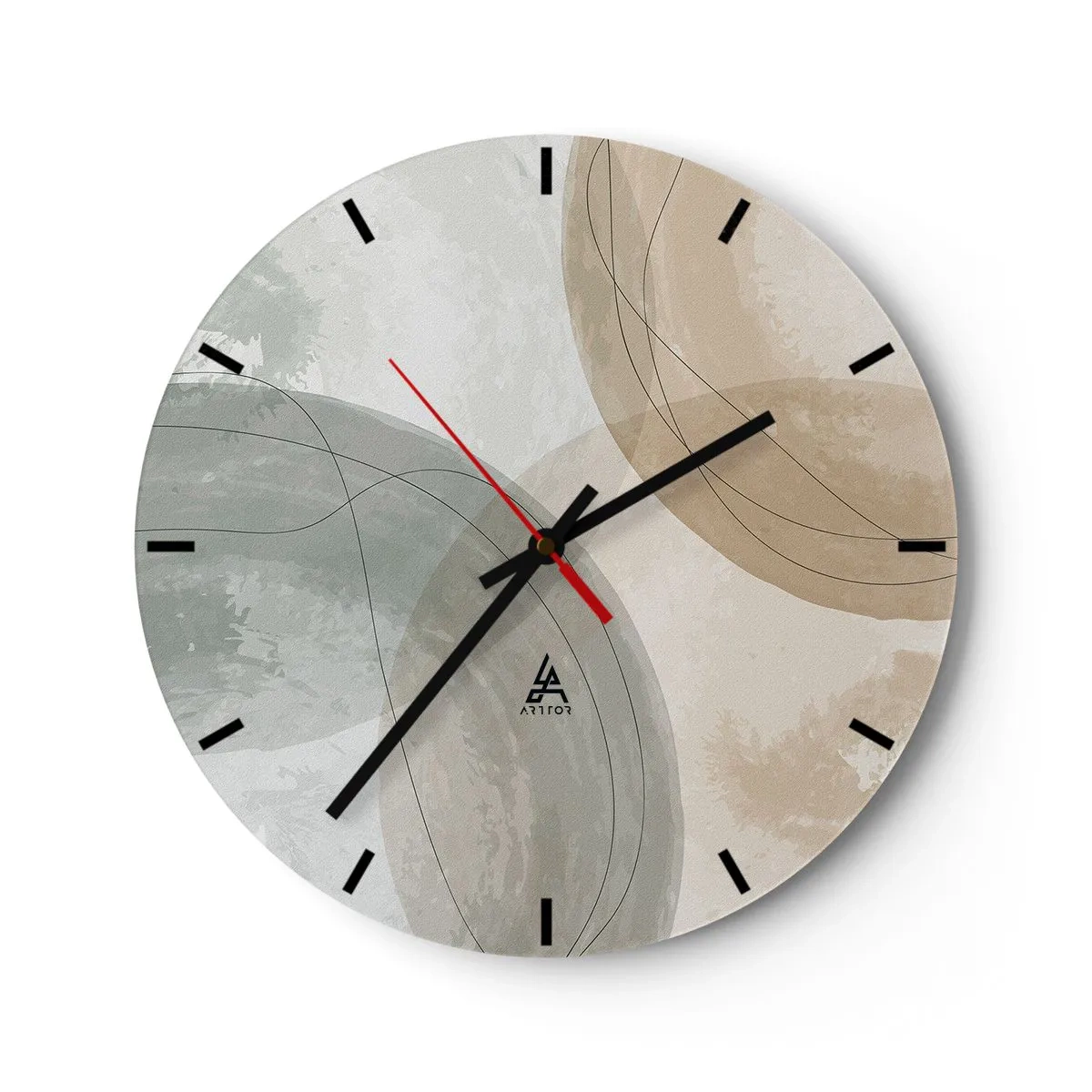 Horloge murale - Pendule murale - Formes abstraites interpénétrantes dans des tons beiges - 30x30cm - Mondes pénétrants - Décoration murale moderne pour le salon, la cuisine et la chambre ARTTOR