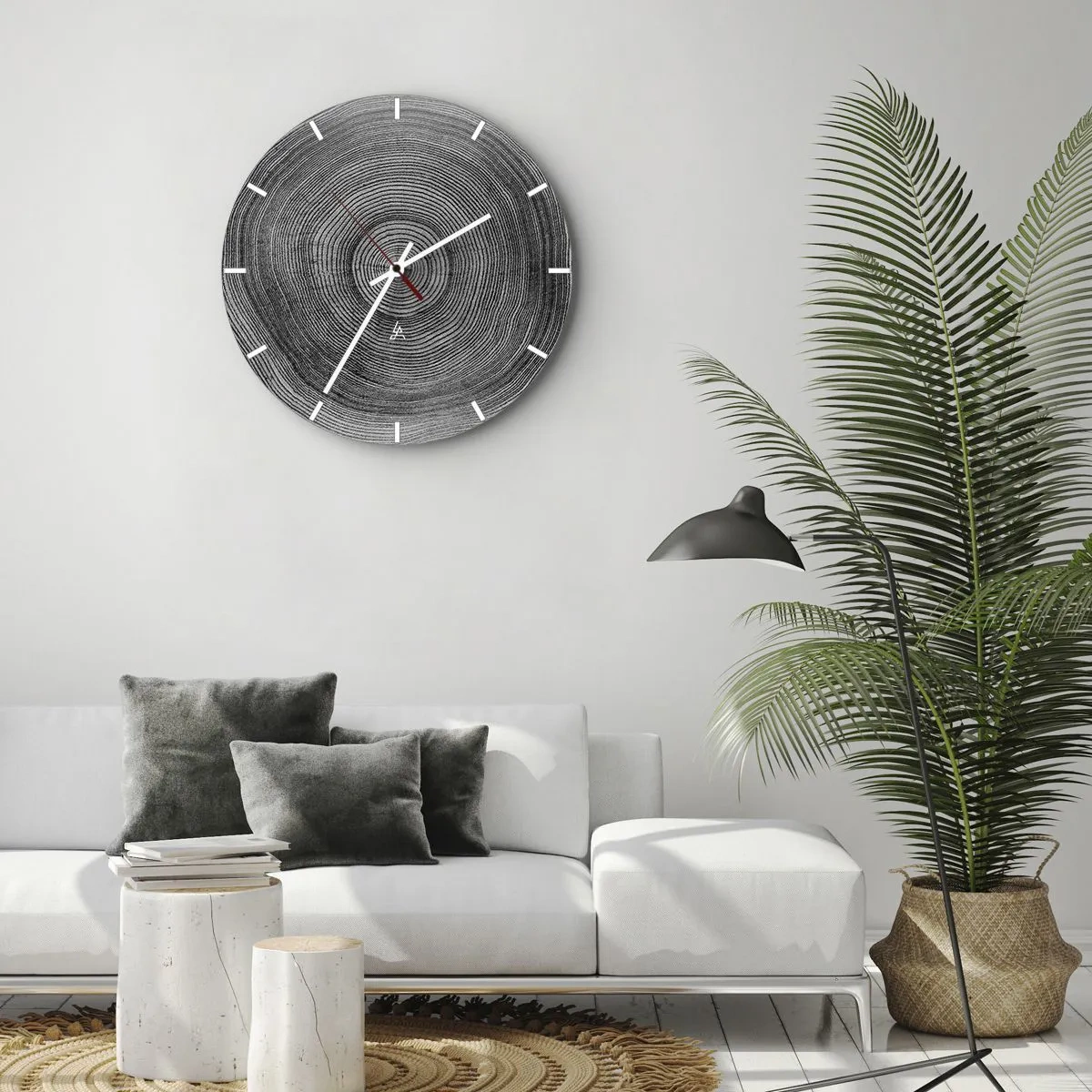 Horloge murale - Pendule murale - Grain de bois concentrique noir et blanc - 30x30cm - Signe du temps - Décoration murale moderne pour le salon, la cuisine et la chambre ARTTOR