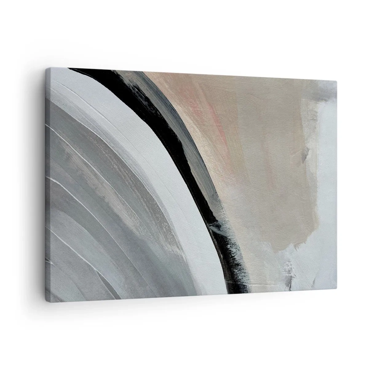 Impression sur toile - Image sur toile - Arche abstraite dans les tons de noir, gris et beige - 70x50cm - Composition : arc de noir et gris - Décoration murale moderne pour le salon et la chambre ARTTOR