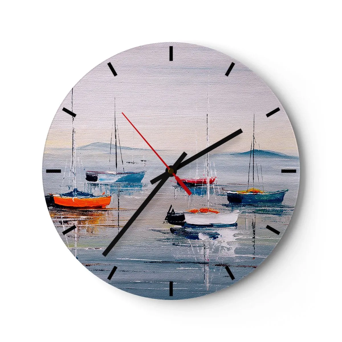 Horloge murale - Pendule murale - Des bateaux colorés amarrés paisiblement à la surface de l'eau - 30x30cm - Un repos bien mérité - Décoration murale moderne pour le salon, la cuisine et la chambre ARTTOR