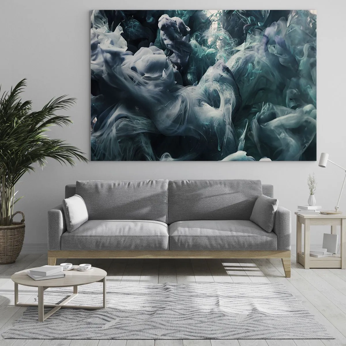 Impression sur verre - Image sur verre - La danse des peintures dans l'eau crée des formes abstraites - 70x50cm - Mouvement des couleurs - Décoration murale moderne pour le salon et la chambre ARTTOR
