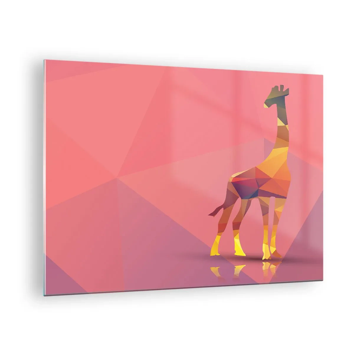 Impression sur verre - Image sur verre - Girafe géométrique sur fond pastel - 70x50cm - Les nuances de la savane - Décoration murale moderne pour le salon et la chambre ARTTOR