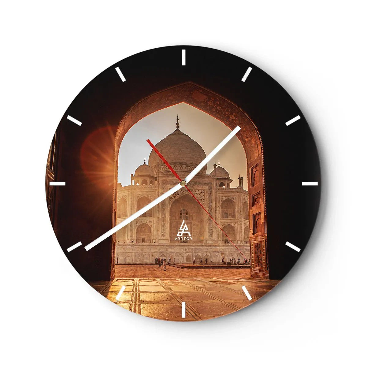 Horloge murale - Pendule murale - Un bâtiment historique sous la lumière du soleil vu à travers une arche - 30x30cm - Un monument à l'amour surnaturel - Décoration murale moderne pour le salon, la cuisine et la chambre ARTTOR