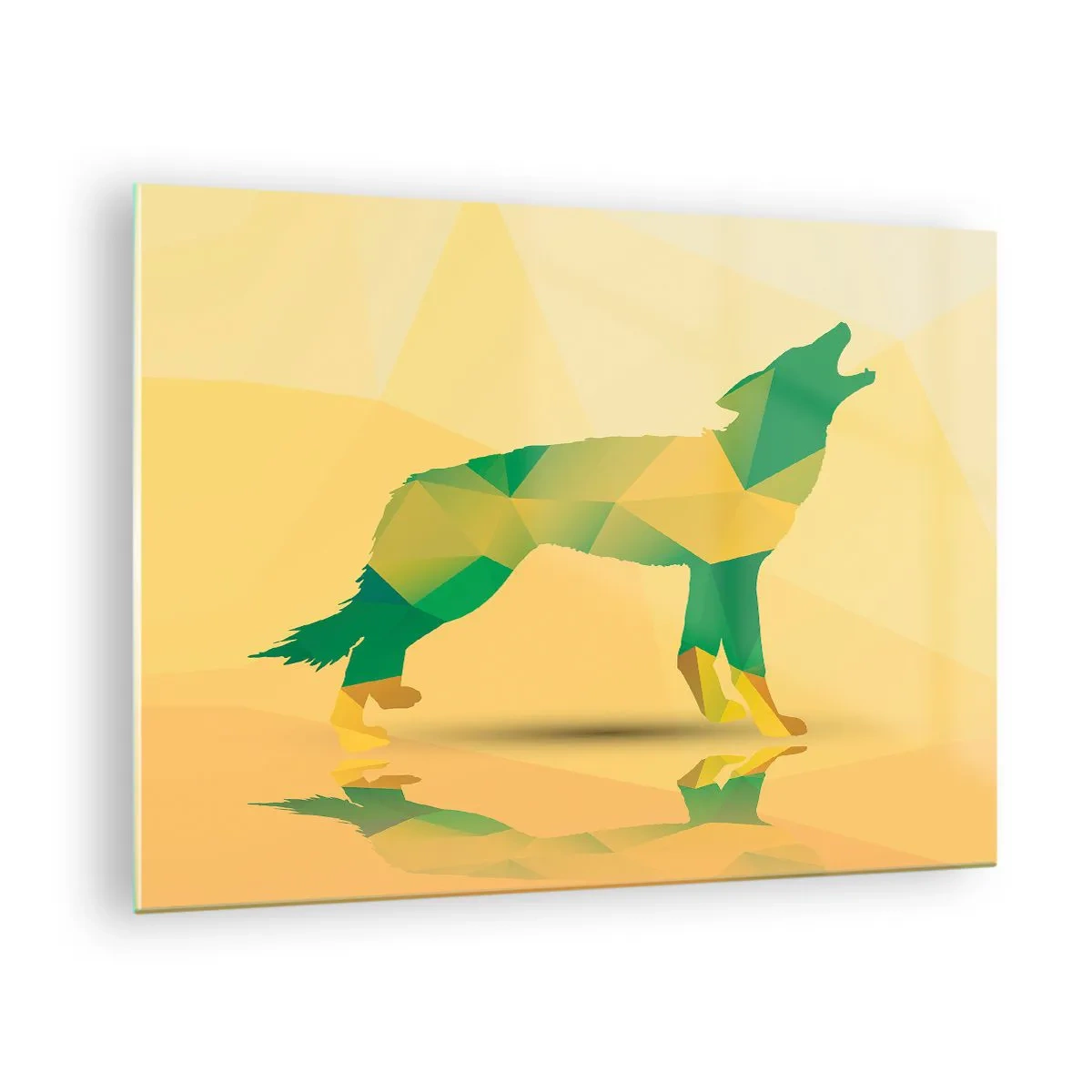 Impression sur verre - Image sur verre - Loup géométrique dans une abstraction colorée - 70x50cm - Loup solitaire - Décoration murale moderne pour le salon et la chambre ARTTOR