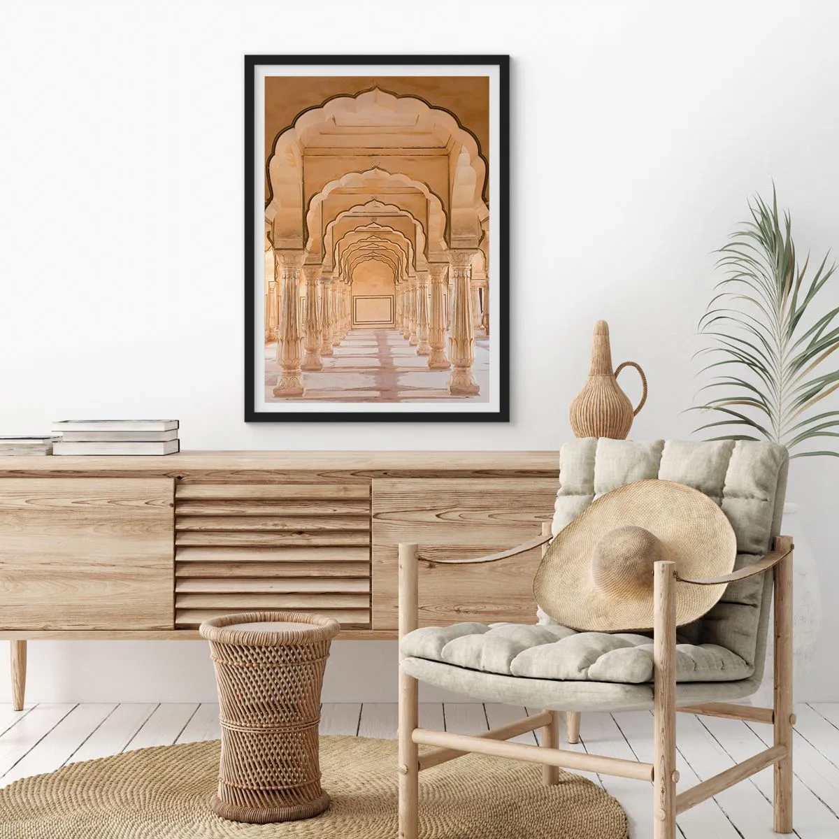 Affiche dans un cadre noir - Poster - symétrie orientale - 50x70cm - Dans le palais du maharaja - Décoration murale moderne pour le salon et la chambre ARTTOR