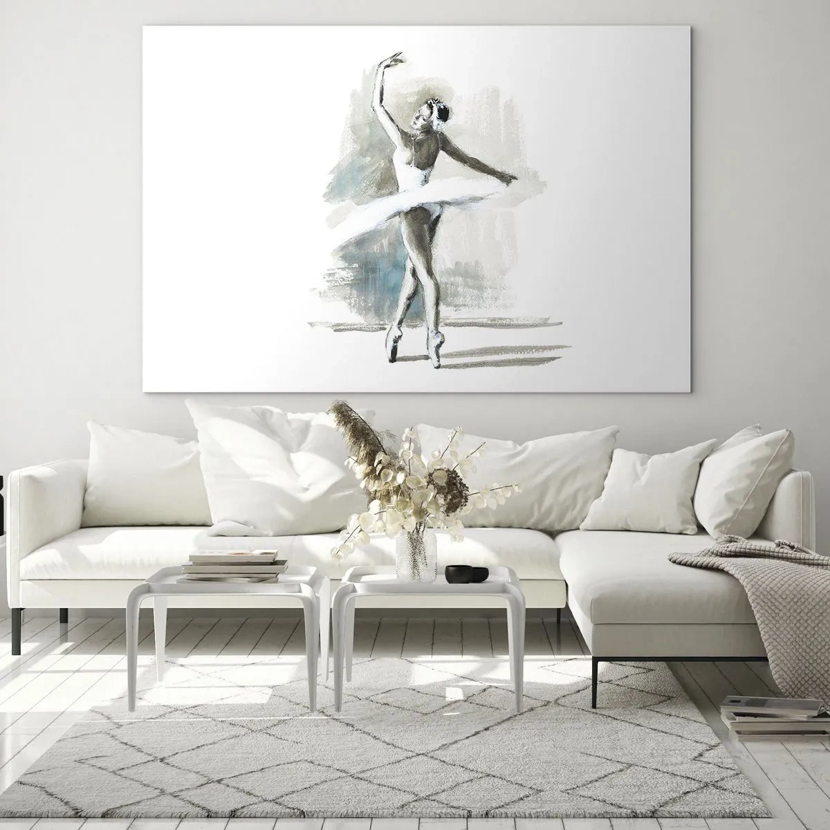 Impression sur verre - Image sur verre - Une ballerine dans une pose de danse classique - 70x50cm - Enchantement du cygne - Décoration murale moderne pour le salon et la chambre ARTTOR