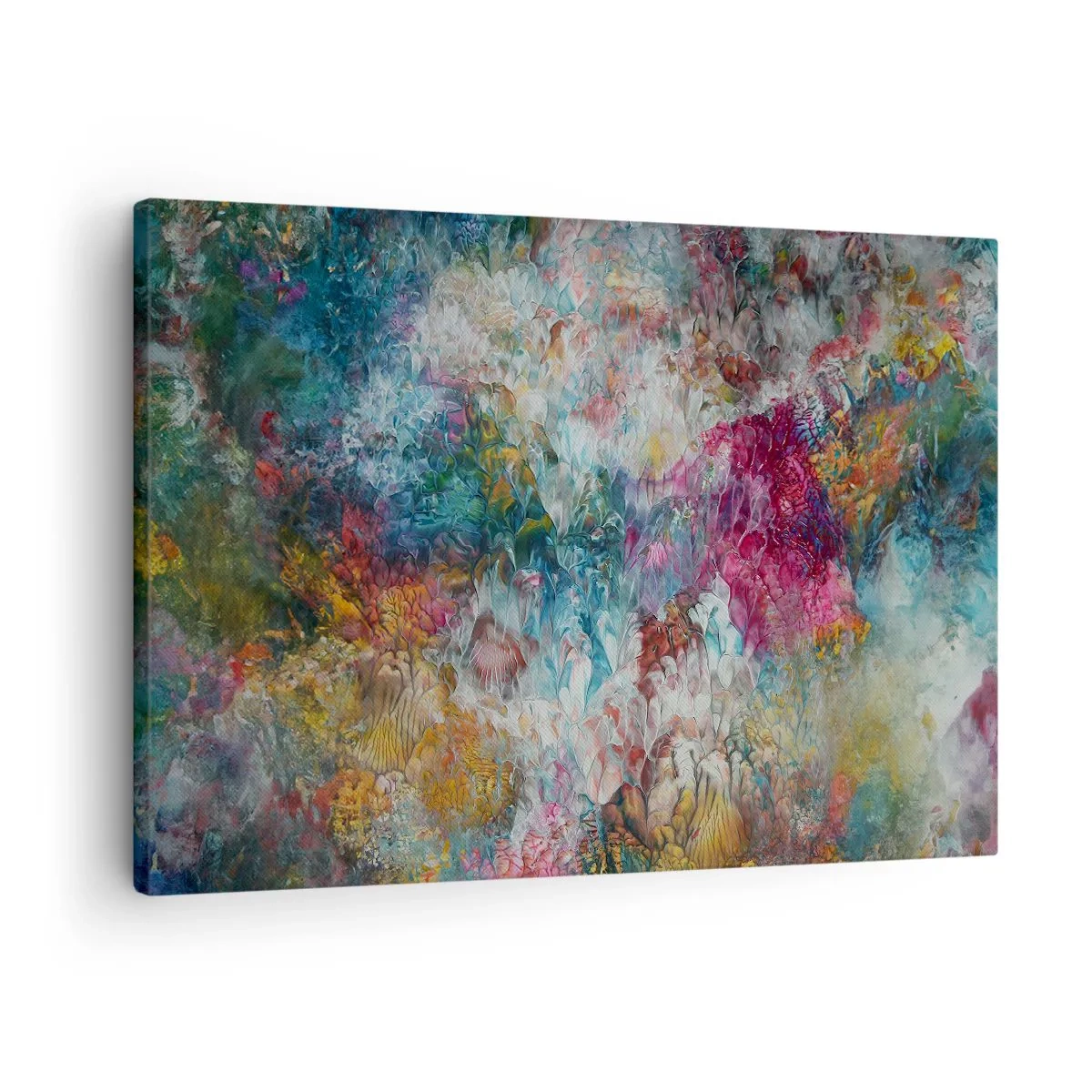 Impression sur toile - Image sur toile - Une abstraction colorée ressemblant à des fleurs en fleurs - 70x50cm - En pleine floraison - Décoration murale moderne pour le salon et la chambre ARTTOR