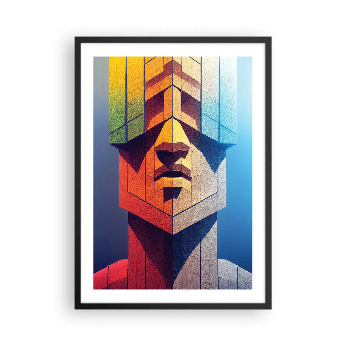 Affiche dans un cadre noir - Poster - Un visage monumental au style géométrique - 50x70cm - Un homme de principes - Décoration murale moderne pour le salon et la chambre ARTTOR