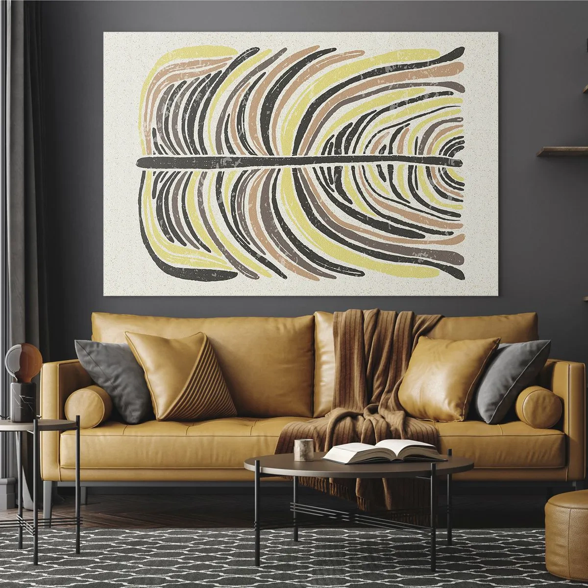 Impression sur verre - Image sur verre - Abstraction organique dans des tons terreux chauds sur un fond clair - 70x50cm - Abstraction pleine de vie - Décoration murale moderne pour le salon et la chambre ARTTOR