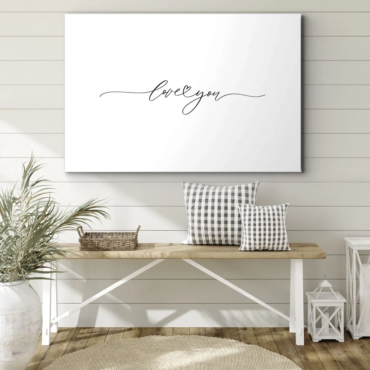 Impression sur toile - Image sur toile - L'inscription « Je t'aime » dans une police élégante - 70x50cm - Noir sur blanc - Décoration murale moderne pour le salon et la chambre ARTTOR