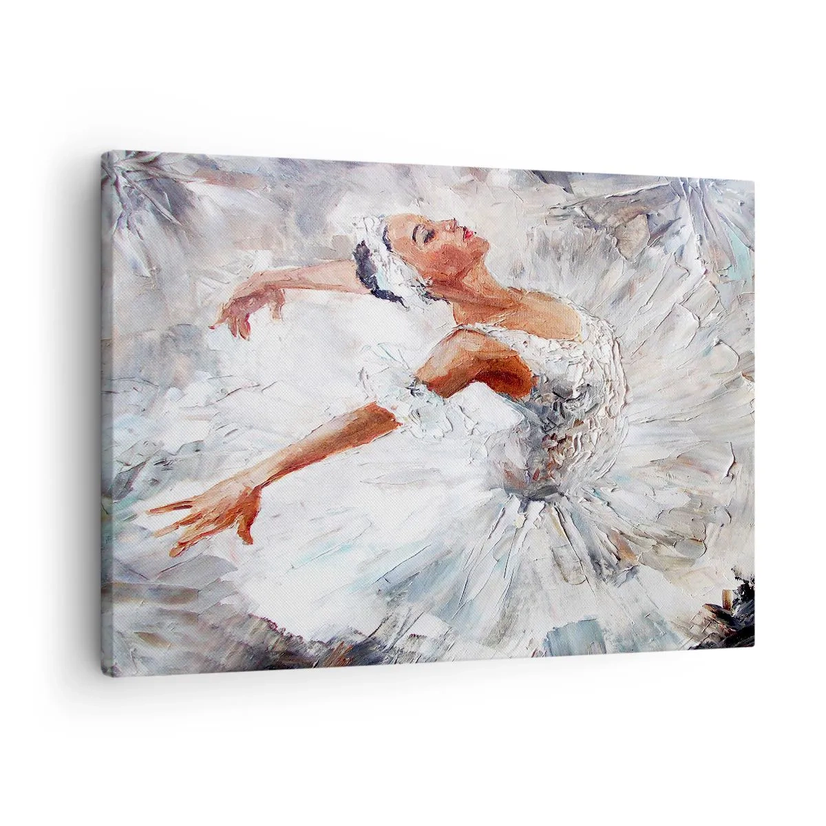 Impression sur toile - Image sur toile - Une ballerine en robe blanche dansant - 70x50cm - Délicat et léger comme du tulle - Décoration murale moderne pour le salon et la chambre ARTTOR