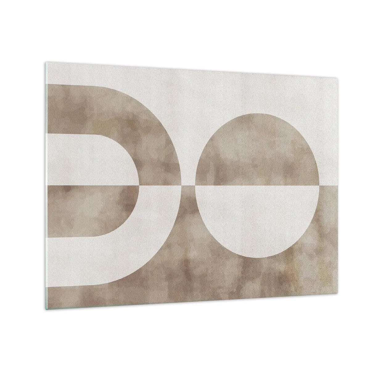 Impression sur verre - Image sur verre - Géométrie beige avec un demi-cercle et un cercle sur un fond horizontal - 70x50cm - Similitudes et différences - Décoration murale moderne pour le salon et la chambre ARTTOR