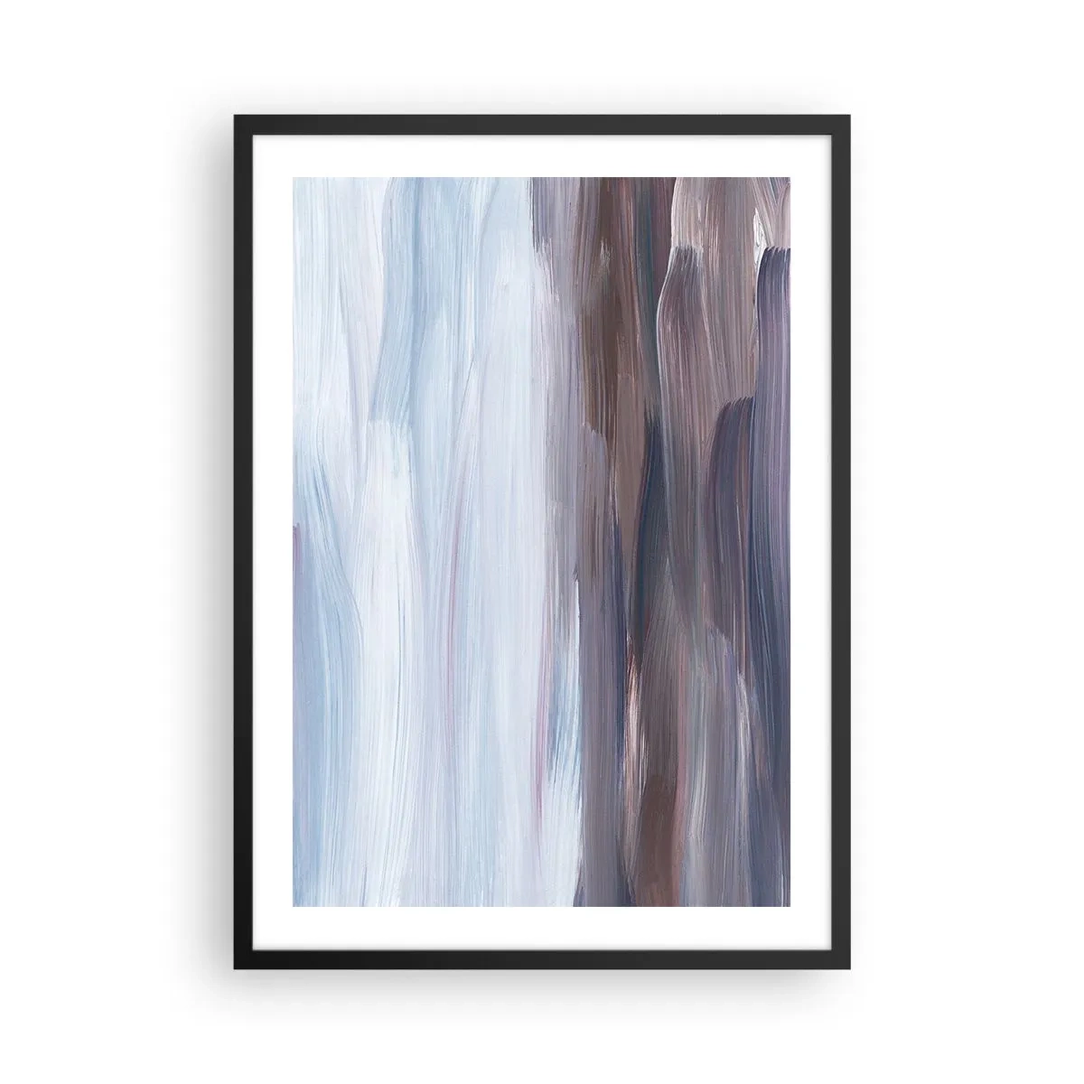 Affiche dans un cadre noir - Poster - Coups de pinceau abstraits dans des tons de bleu et de marron - 50x70cm - Éléments : eau - Décoration murale moderne pour le salon et la chambre ARTTOR