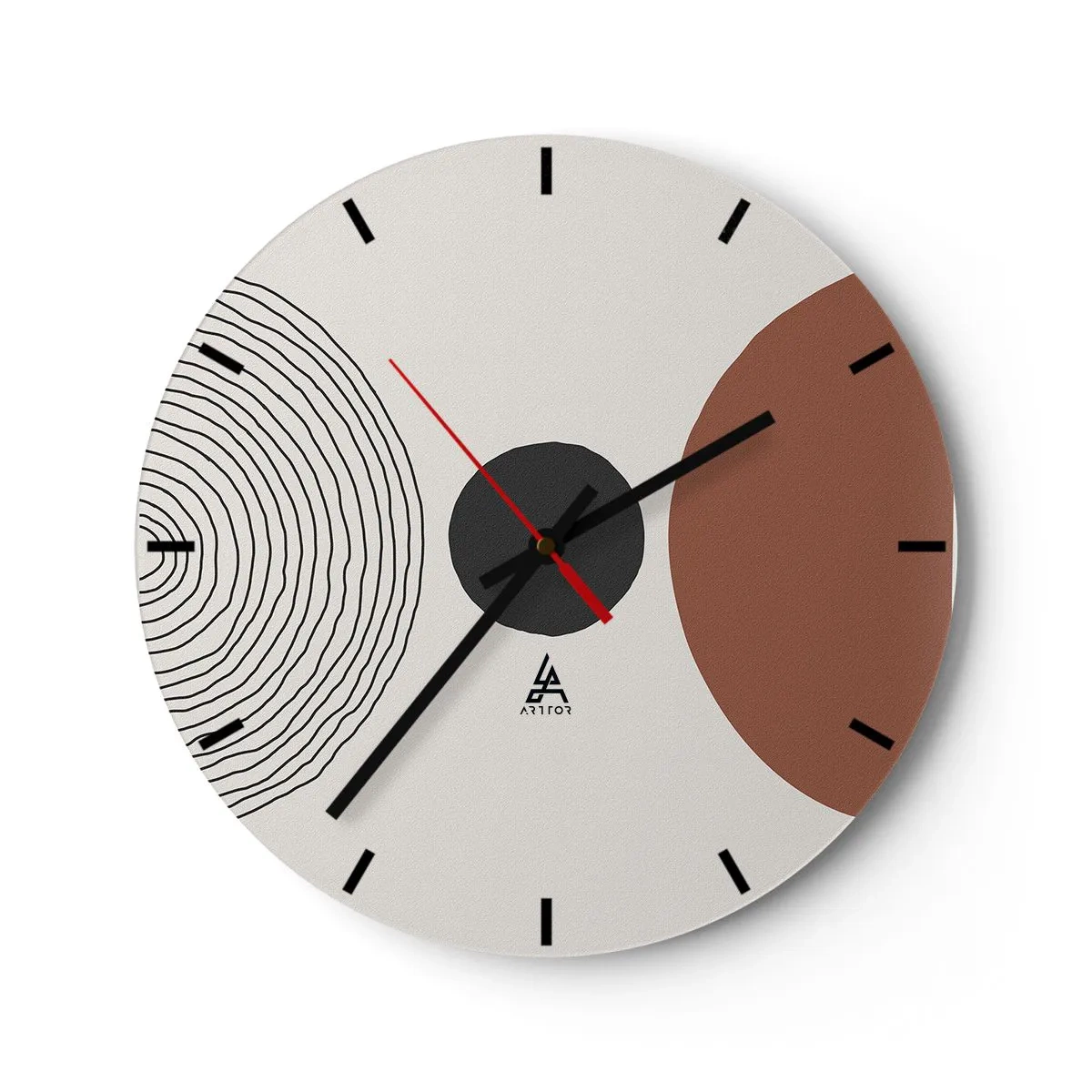 Horloge murale - Pendule murale - Lignes concentriques et cercles géométriques en contraste - 30x30cm - Au centre de l'attention - Décoration murale moderne pour le salon, la cuisine et la chambre ARTTOR