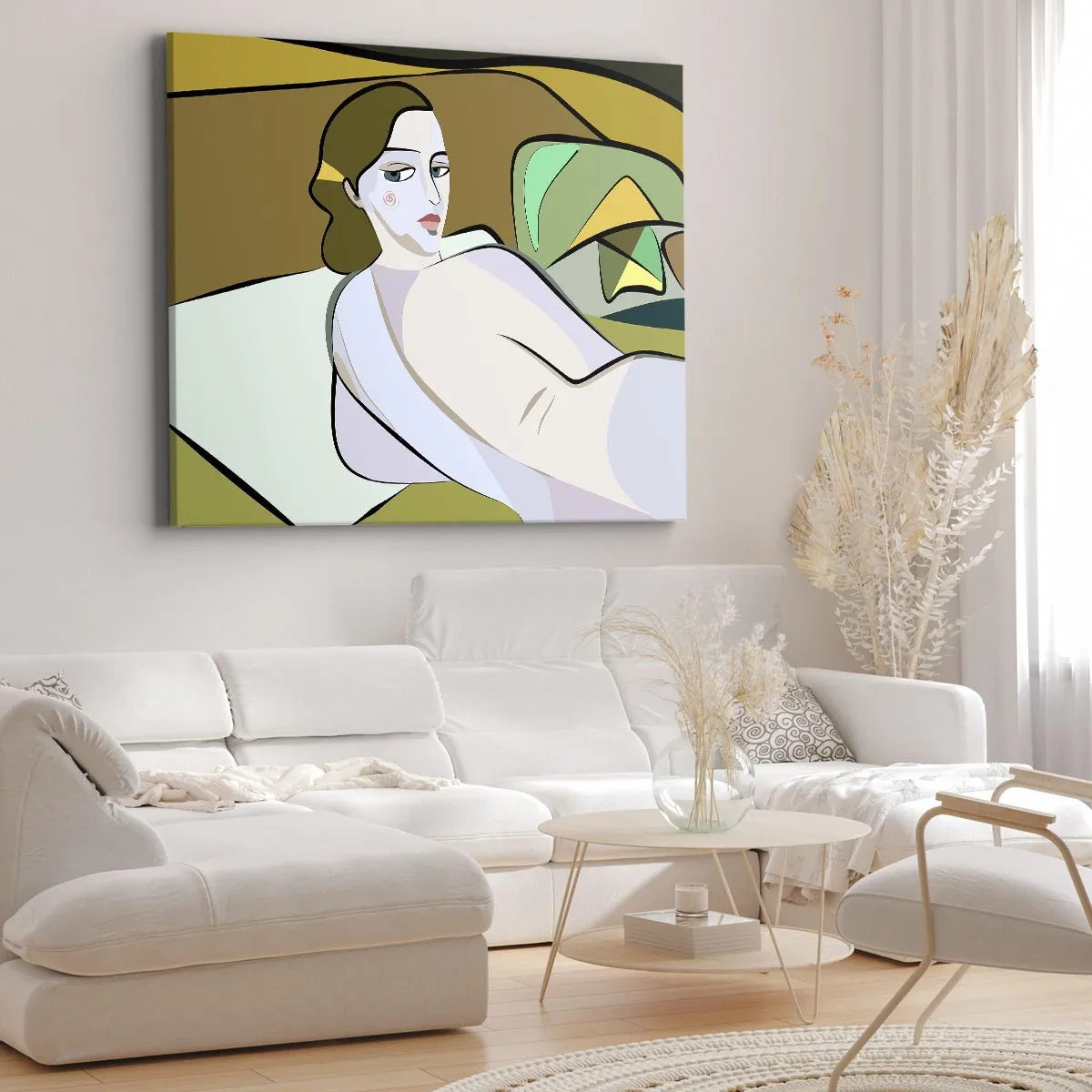 Impression sur toile - Image sur toile - Figure abstraite dans un style moderne - 70x50cm - Portrait intime - Décoration murale moderne pour le salon et la chambre ARTTOR