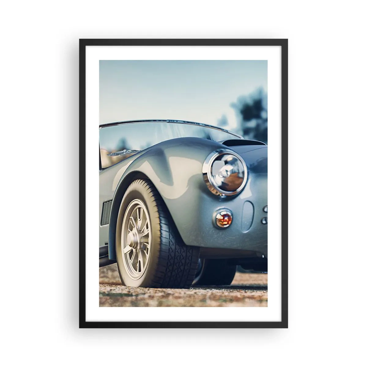 Affiche dans un cadre noir - Poster - Une voiture rétro classique sur un fond flou - 50x70cm - Ce qui compte c'est le style - Décoration murale moderne pour le salon et la chambre ARTTOR