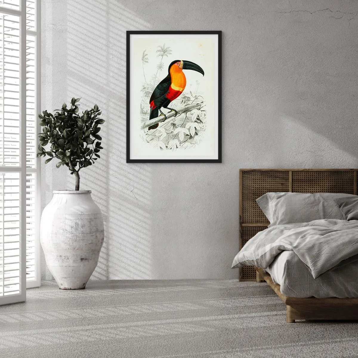 Affiche dans un cadre noir - Poster - Portrait de perroquet - 50x70cm - Couleurs des oiseaux - Décoration murale moderne pour le salon et la chambre ARTTOR