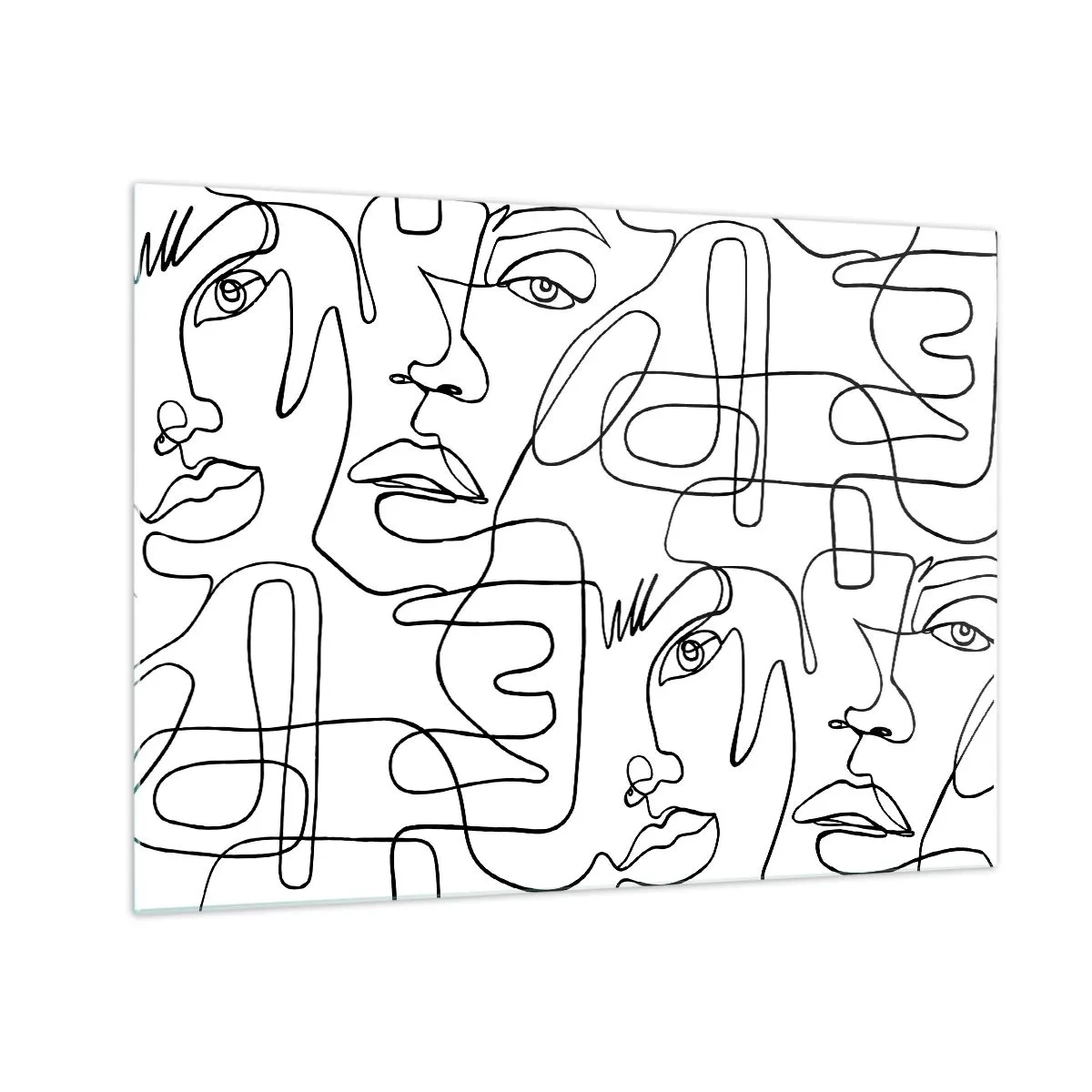 Impression sur verre - Image sur verre - Graphiques de visage en noir et blanc - 70x50cm - Dans des émotions enchevêtrées - Décoration murale moderne pour le salon et la chambre ARTTOR