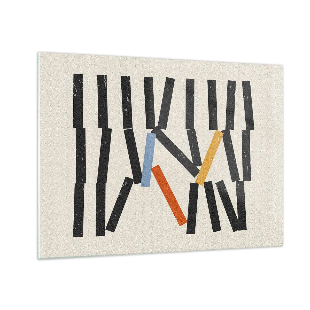 Impression sur verre - Image sur verre - Une composition graphique stylisée comme des dominos avec des accents de couleur. - 70x50cm - Dominos – composition - Décoration murale moderne pour le salon et la chambre ARTTOR