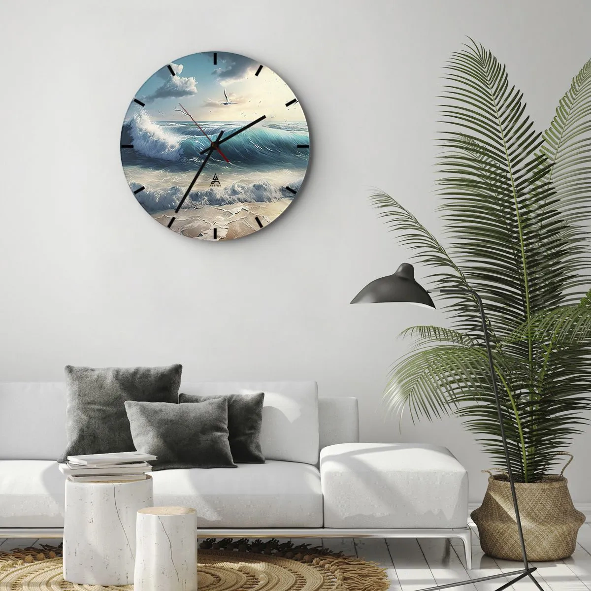Horloge murale - Pendule murale - Les vagues déchaînées de l'océan s'écrasent contre le rivage sablonneux - 30x30cm - Ça bourdonne seulement pour toi - Décoration murale moderne pour le salon, la cuisine et la chambre ARTTOR