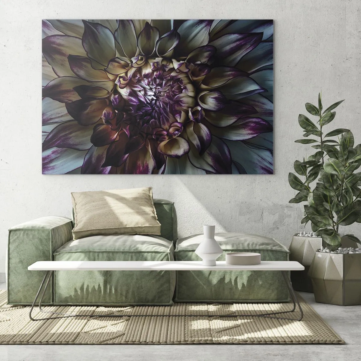 Impression sur verre - Image sur verre - Gros plan d'une fleur dans une palette de couleurs sombres - 70x50cm - L'apogée de la jeunesse - Décoration murale moderne pour le salon et la chambre ARTTOR