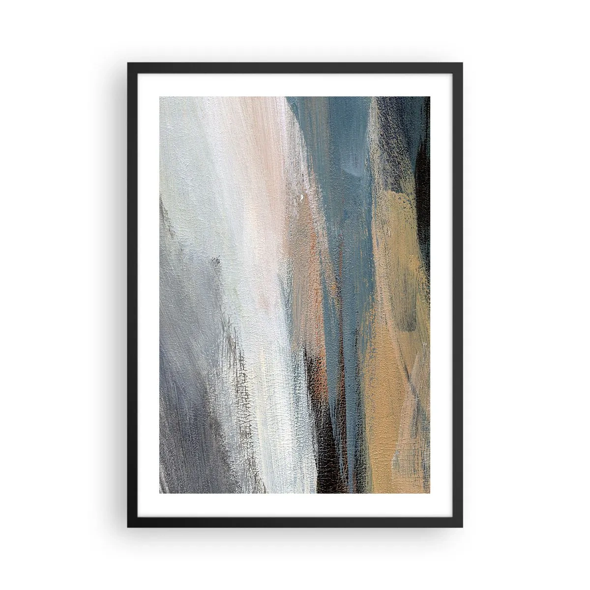 Affiche dans un cadre noir - Poster - Une composition abstraite aux couleurs tamisées - 50x70cm - Abstraction : paysage nordique - Décoration murale moderne pour le salon et la chambre ARTTOR